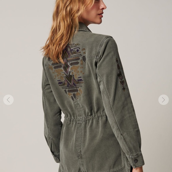 Overland Jackets & Blazers - NWOT Overland Falcon Embroidered Utility Jacket - Distressed Slate - Women’s S